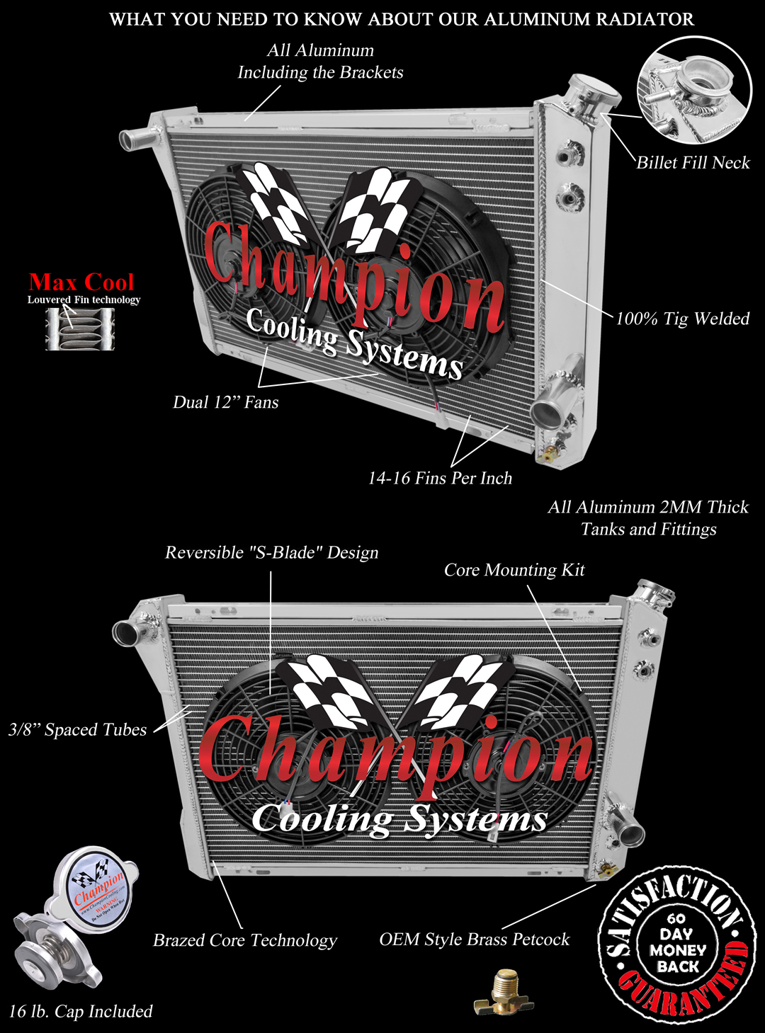 Radiator and Fan Combo For 82-92 Chevy Camaro