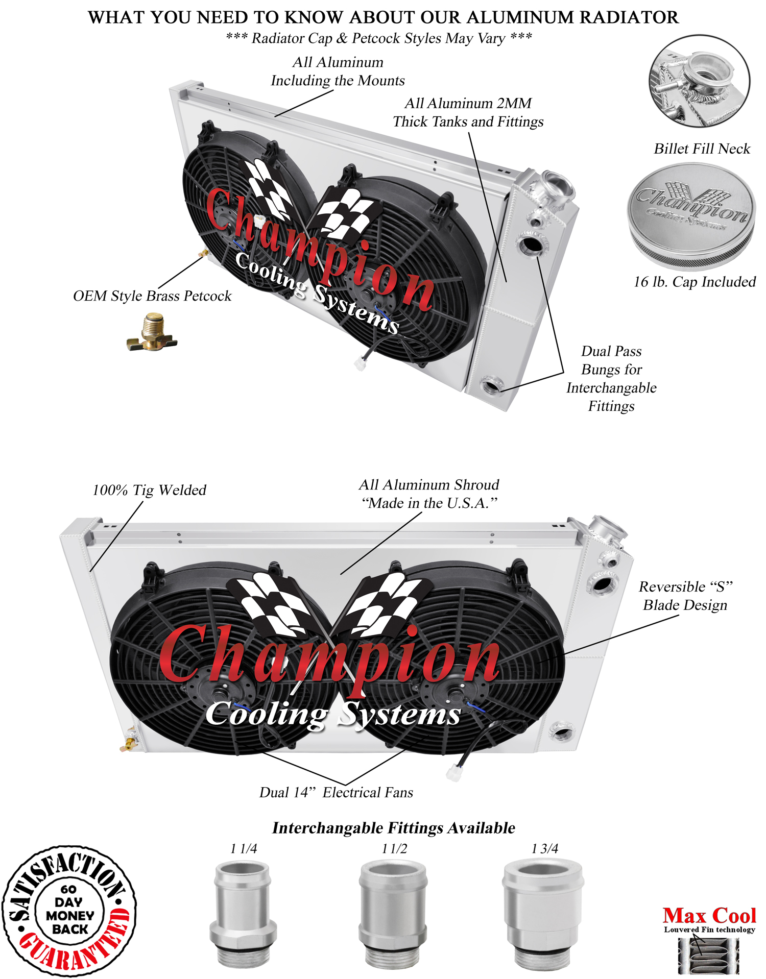 3 Row DR Radiator 28",14" Fans,Shroud,1 1/4,1 1/2 for 1968-1977 Chevelle LS Swap 3 Row DR Radiator 28",14" Fans,Shroud,1 1/4,1 1/2 for 1968-1977 Chevelle LS Swap