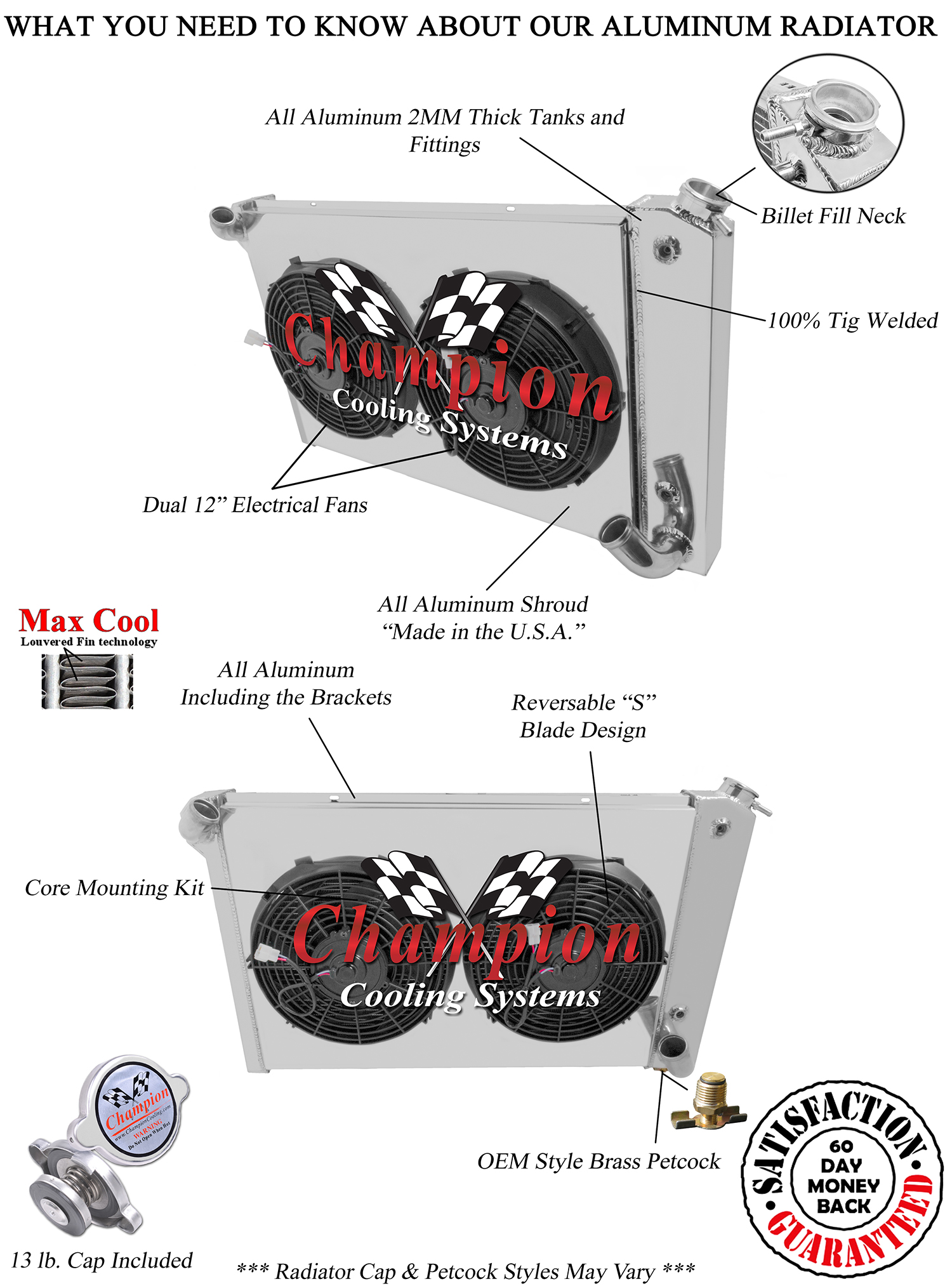 SR 3 Row Radiator,12" Fans,Shroud for 1969-1972 Chevrolet Corvette Small Block SR 3 Row Radiator,12" Fans,Shroud for 1969-1972 Chevrolet Corvette Small Block