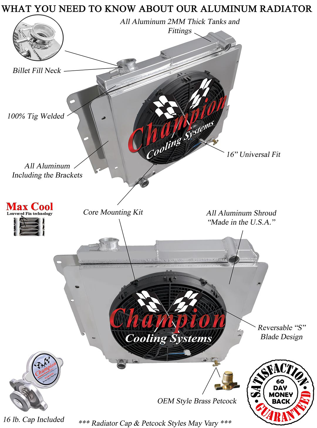 4 Row WR Champion Radiator w/ Shroud & 16" Fan for 1987 - 2006 Jeep Wrangler YJ