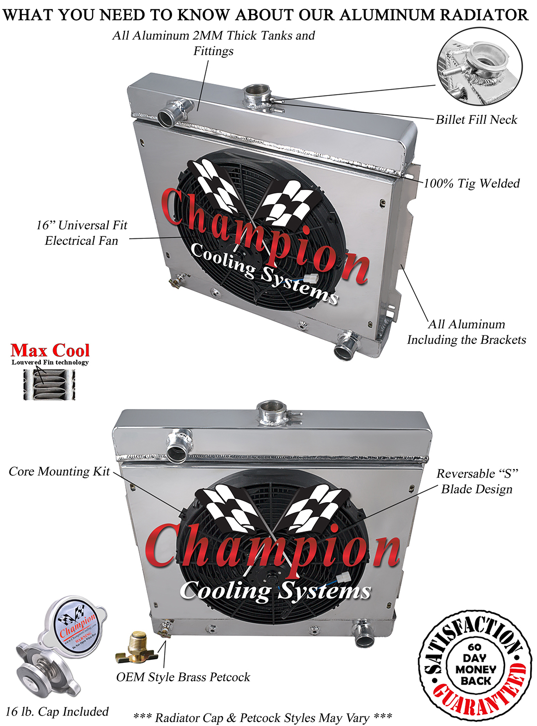 70-72 Dodge, Plymouth 4 Row DR Radiator & 16" Fan Shroud (A BODY Small Block V8)