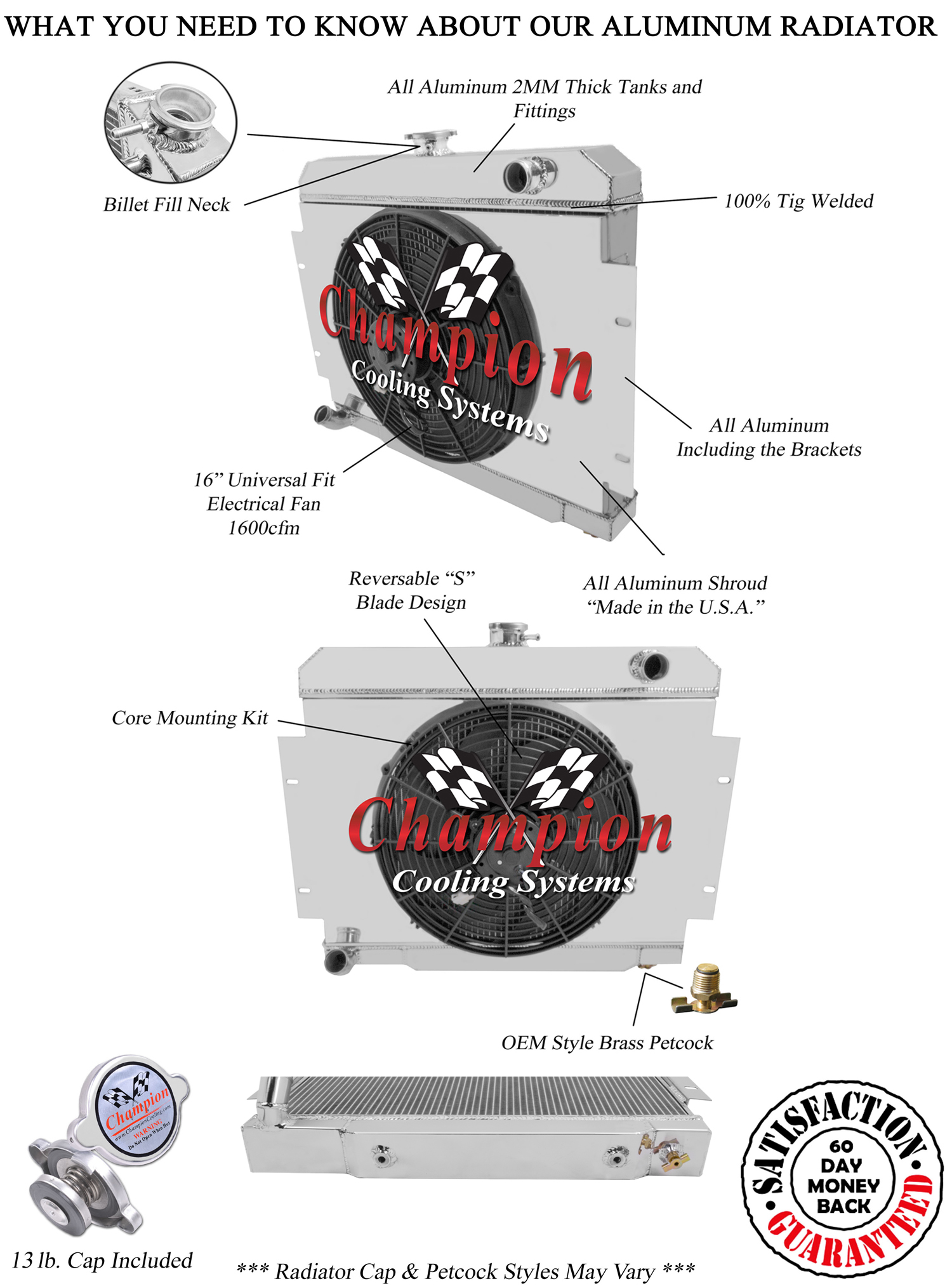 DR Champion 2 Row Radiator,16" Fan,Shroud for 1970-1985 Jeep CJ Series L6,V8 Eng DR Champion 2 Row Radiator,16" Fan,Shroud for 1970-1985 Jeep CJ Series L6,V8 Eng
