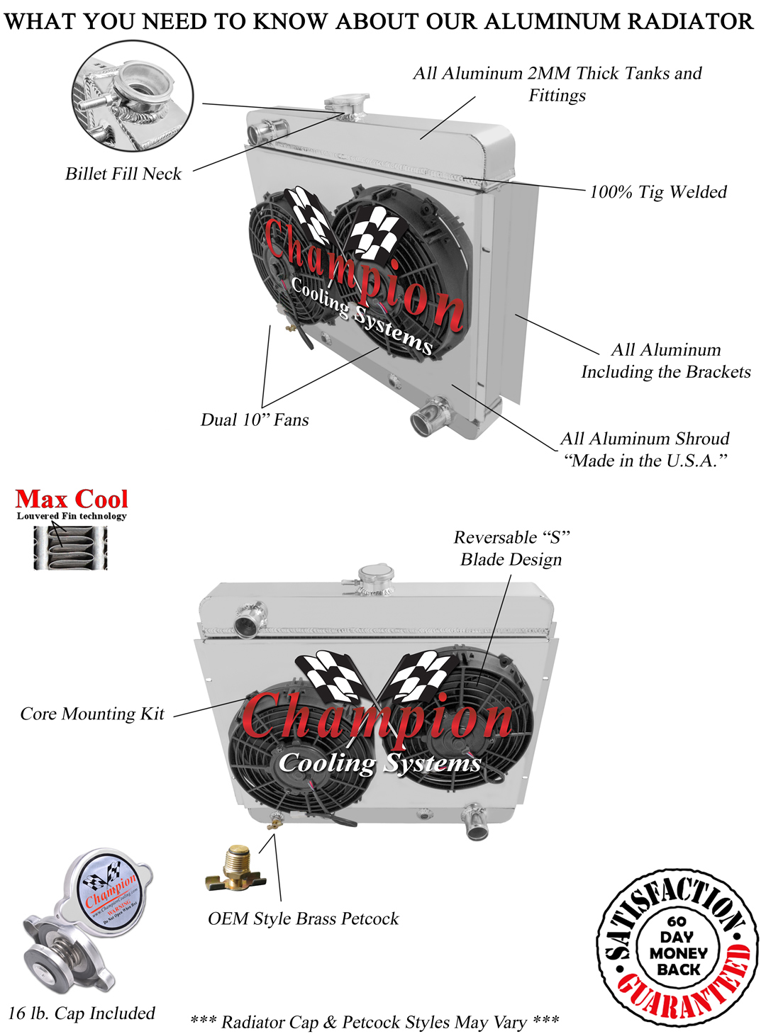 WR 2 Row Radiator,10" Fans,Shroud-1966 1967 Chevrolet Chevy II Nova V8 Conv WR 2 Row Radiator,10" Fans,Shroud-1966 1967 Chevrolet Chevy II Nova V8 Conv