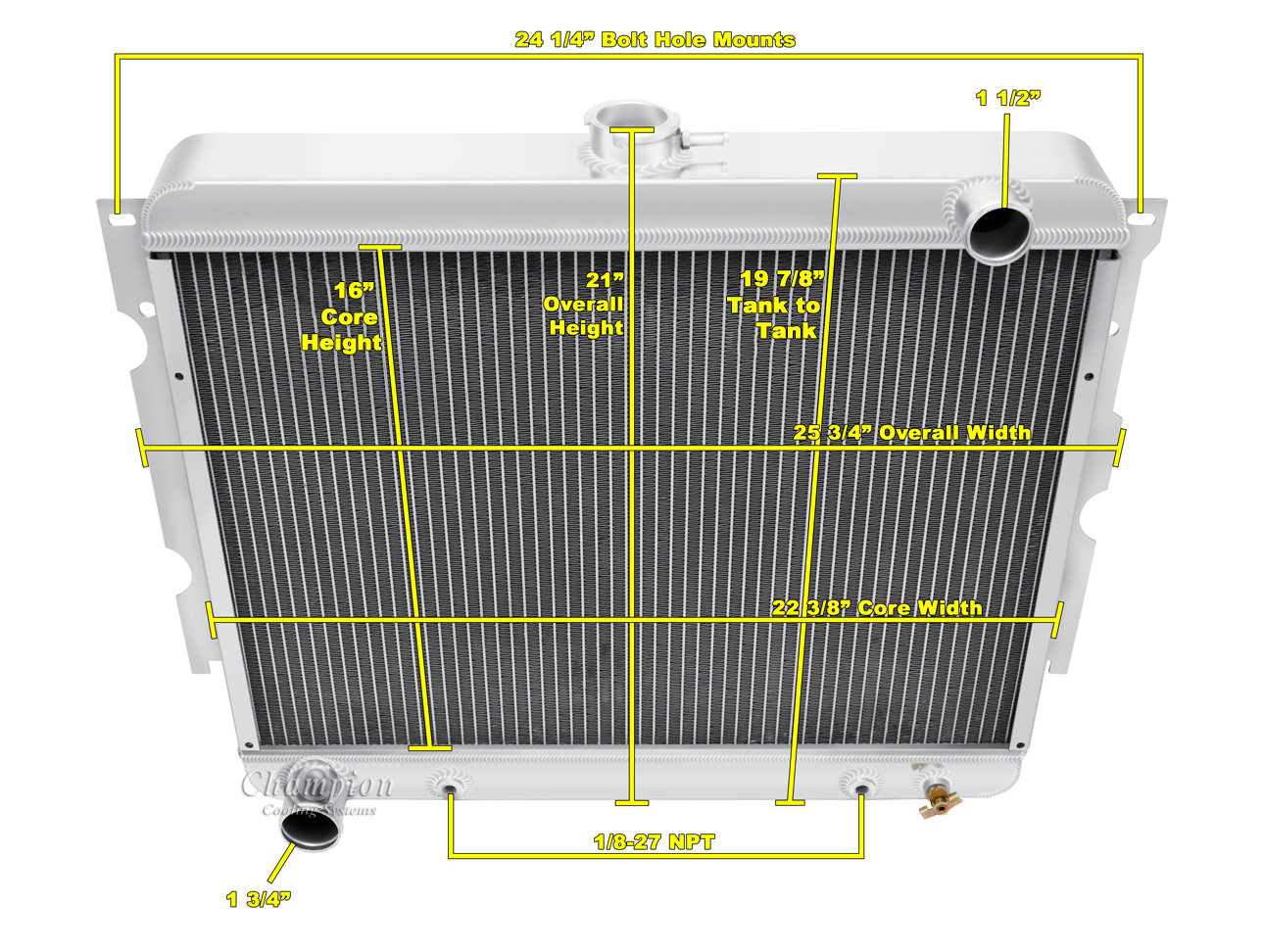thumbnail image 2 of 3 Row Aluminum Radiator For 68-74 Dodge Charger / Plymouth Mopar Big Block – CC375 2 of 6